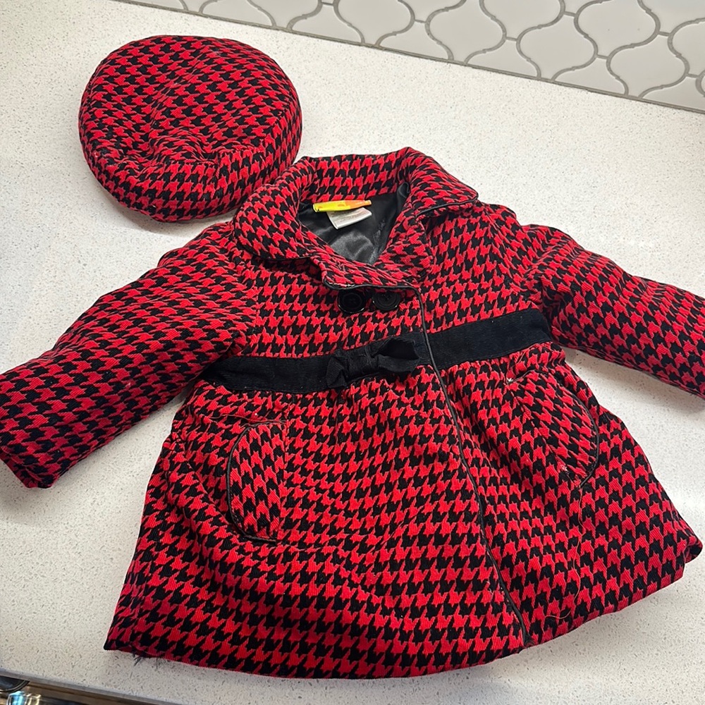 ❄️Houndstooth 18 month Winter Coat & Hat ❄️